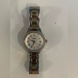 Silver and gold fossil watch
